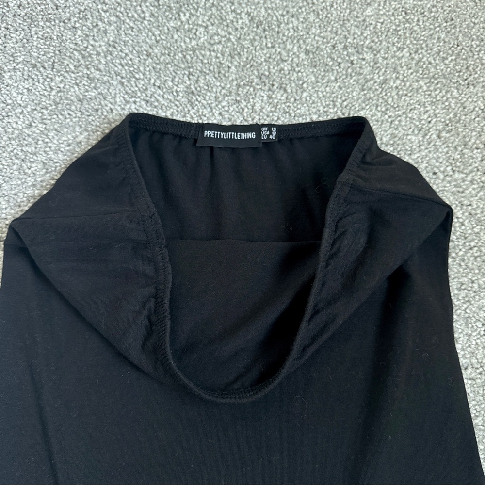 Prettylittlething Basic Black Cotton Blend Bandeau Bodysuit - Picture 5 of 8